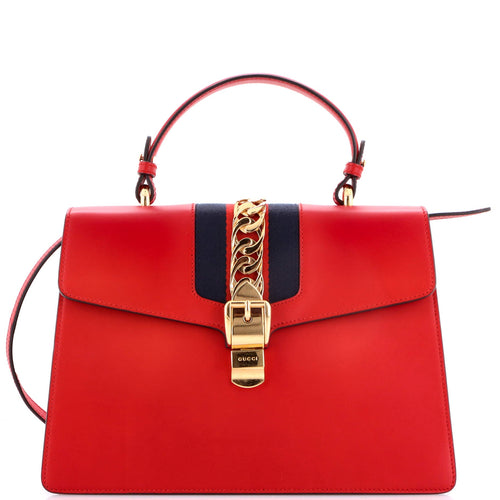 GUCCI Sylvie Top Handle Bag Leather Medium