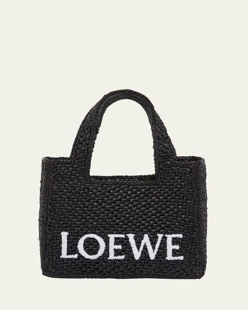 x Paula's Ibiza Font Logo Mini Tote Bag in Raffia