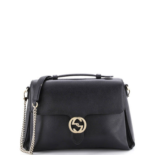 GUCCI Interlocking Top Handle Bag Leather Medium