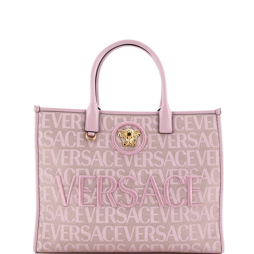 VERSACE La Medusa Tote All Over Logo Canvas Large