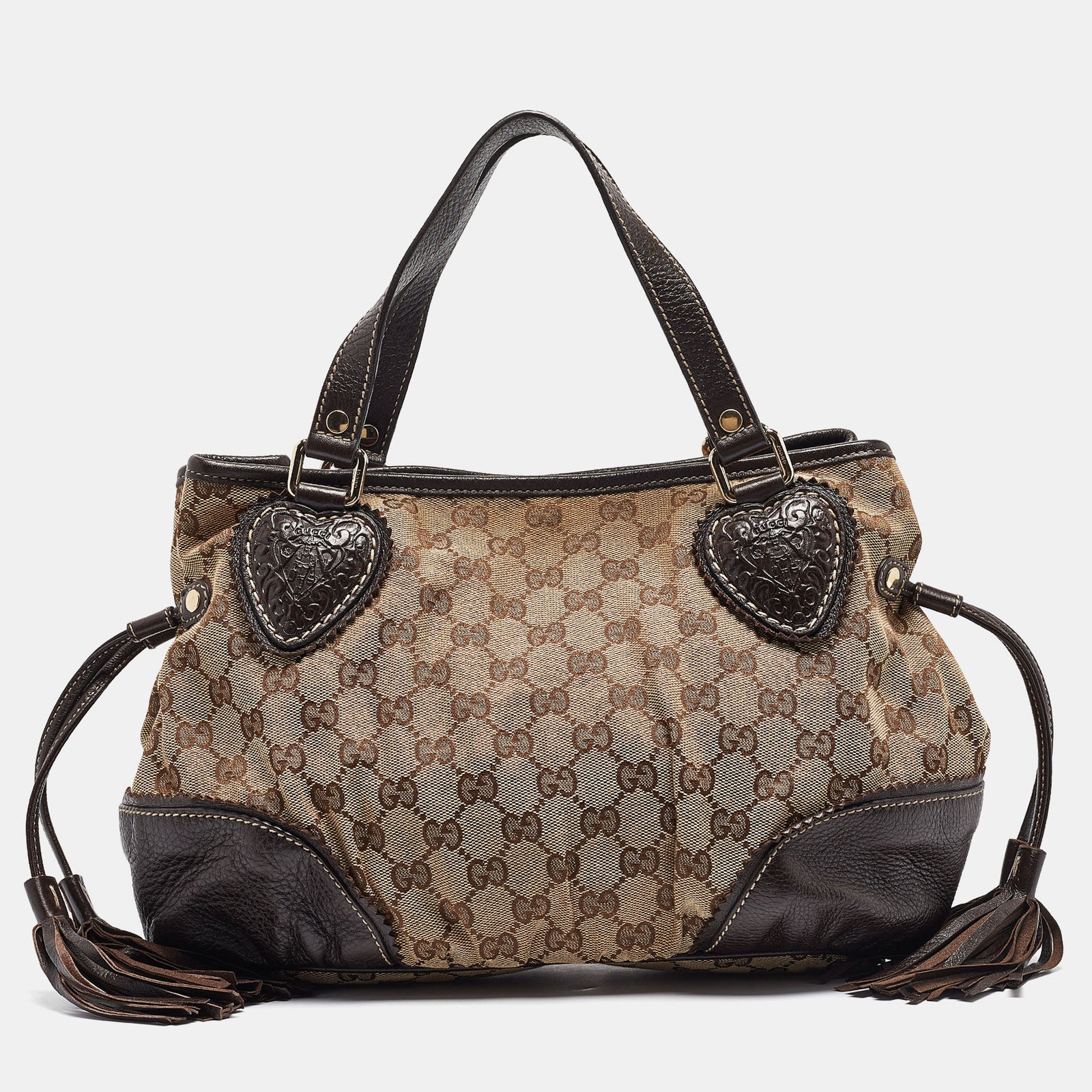 Gucci Tribeca Satchel aus GG Canvas und Leder in Beige/Braun