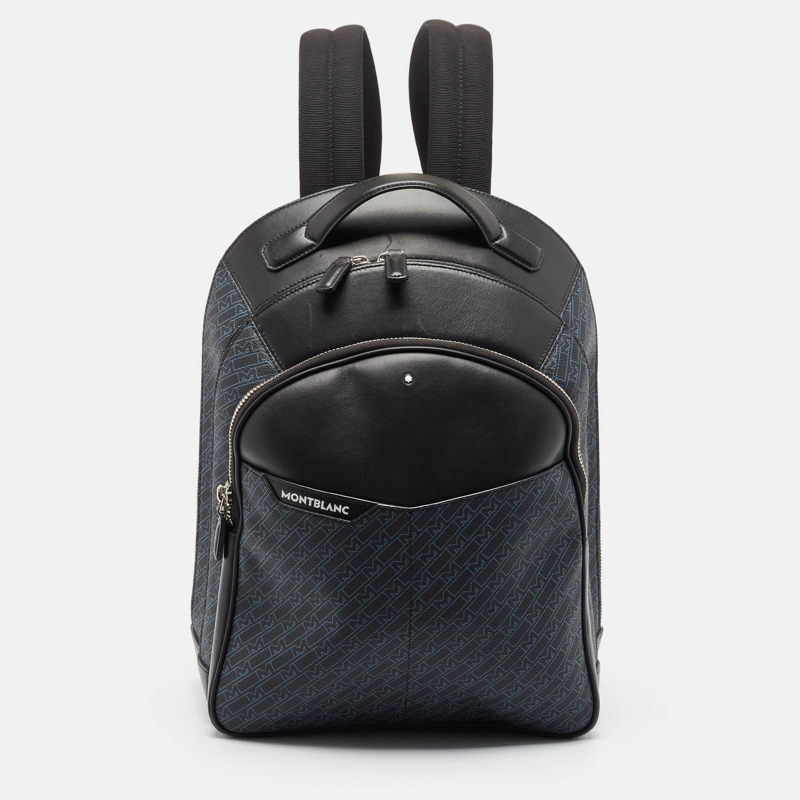 Montblanc Black/Blue Monogram Coated Canvas and Leather Backpack