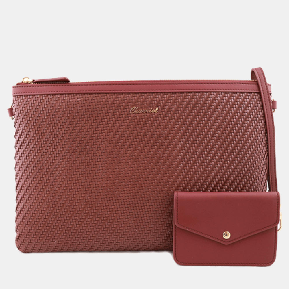 Burgundy Leather Christina Pouches