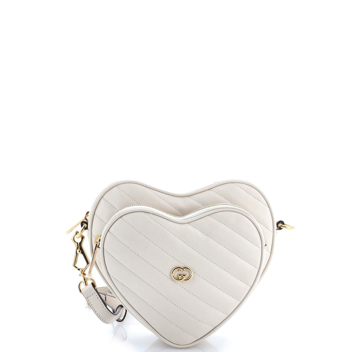 Gucci GUCCI Interlocking G Heart Shoulder Bag Diagonal Quilted Leather Mini