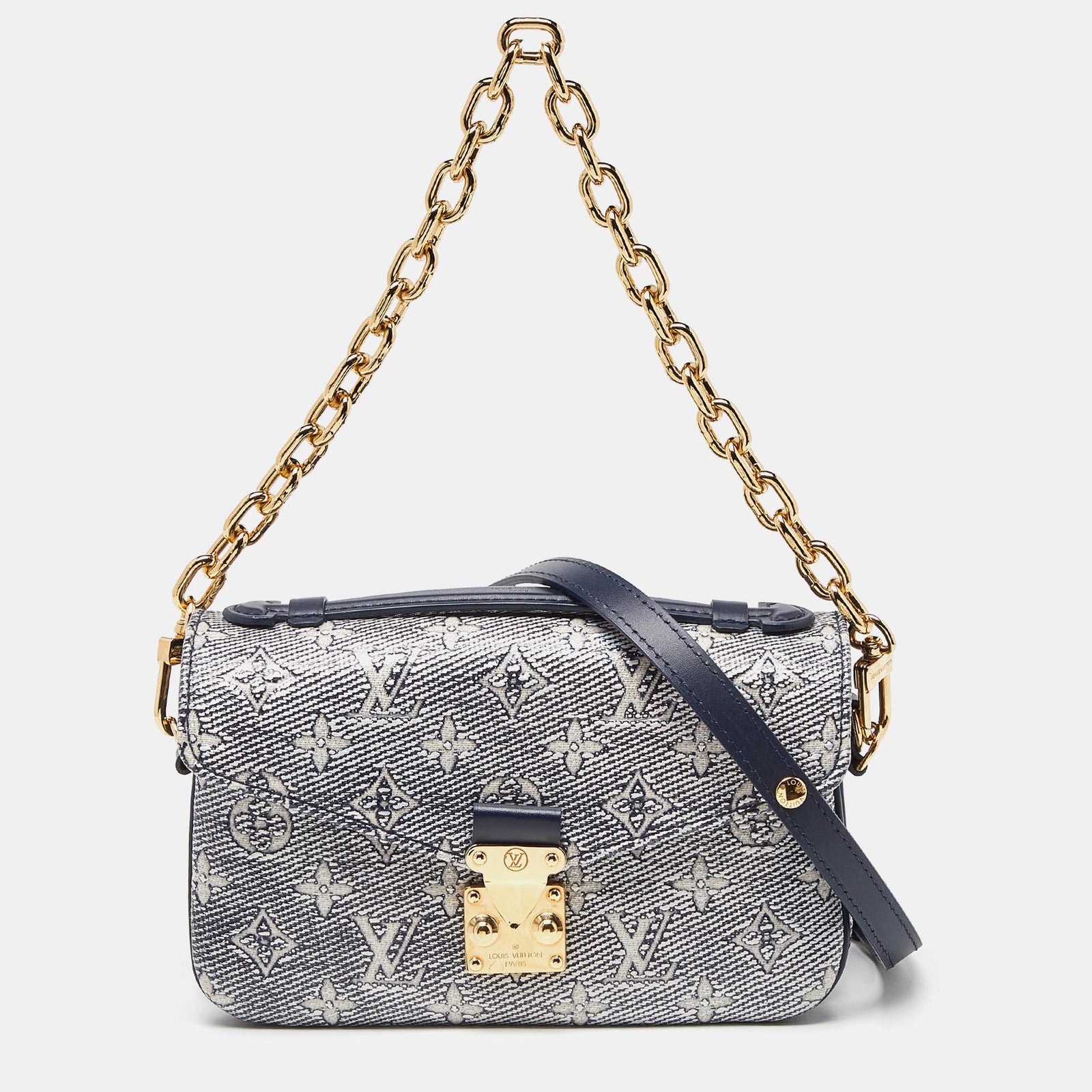 Louis Vuitton Blaue Pochette aus Canvas mit Monogramm „Metis East West“