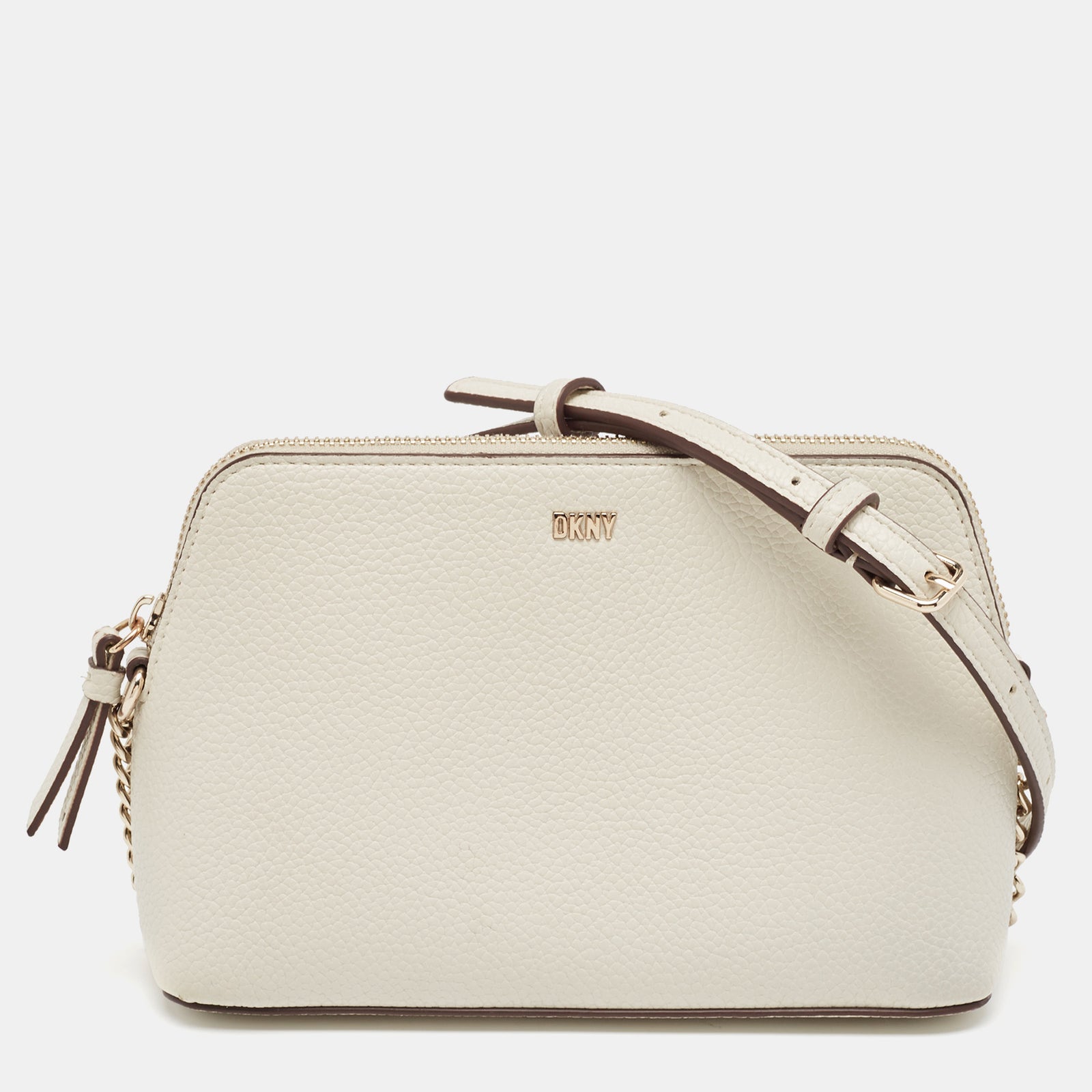 DKNY White Leather Bryant Park Dome Crossbody Bag