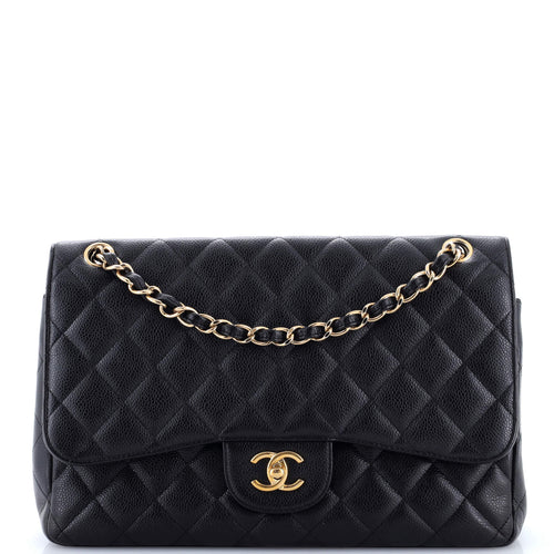 CHANEL Classic Double Flap Bag Quilted Caviar Jumbo