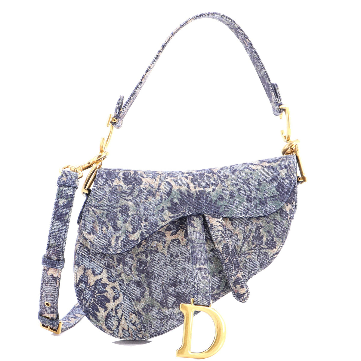 Christian Dior Saddle Handbag Printed Denim Medium