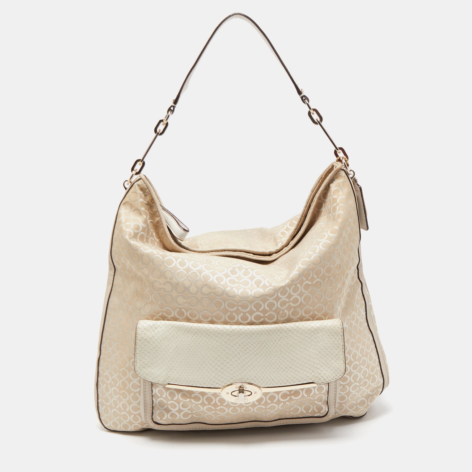 Coach Sac Hobo Madison en tissu Op Art et cuir crème