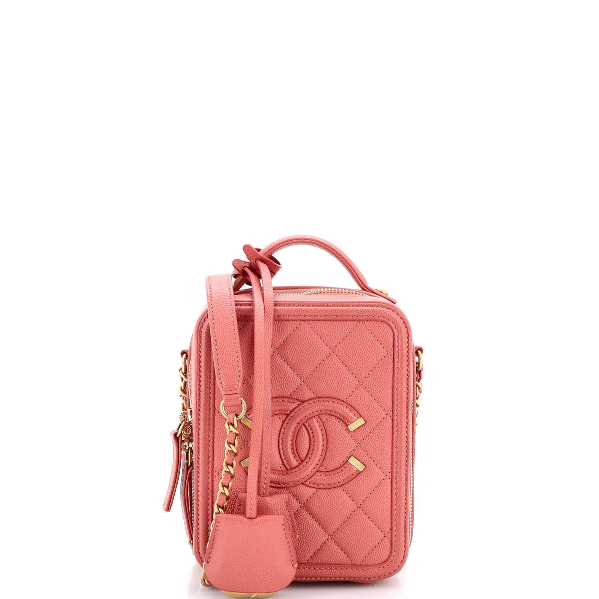 Chanel CHANEL Filigree Vertical Vanity Case Quilted Caviar