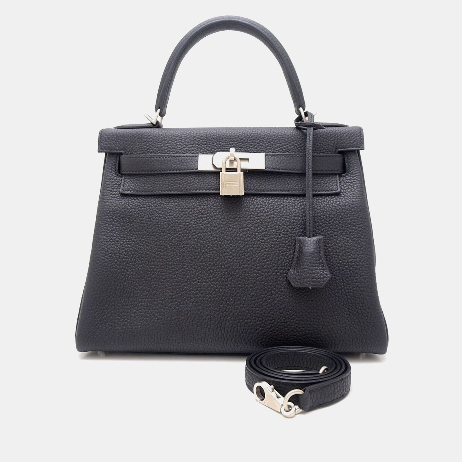 Herm?s Sac Kelly 28 en cuir noir Togo