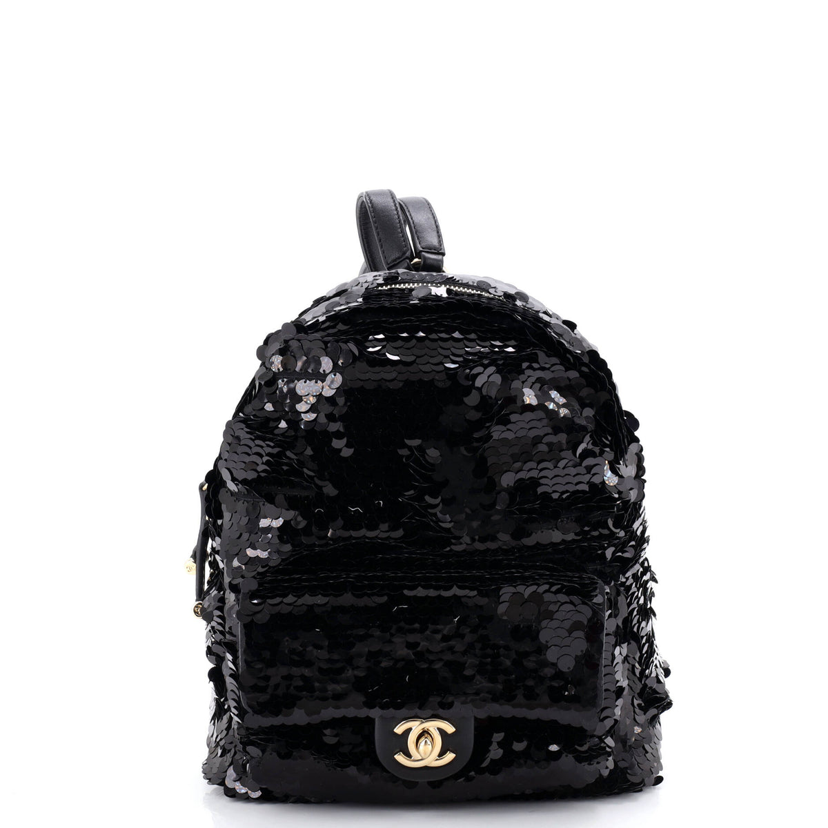 Chanel CHANEL CC Front Pocket Backpack Sequins with Leather Mini