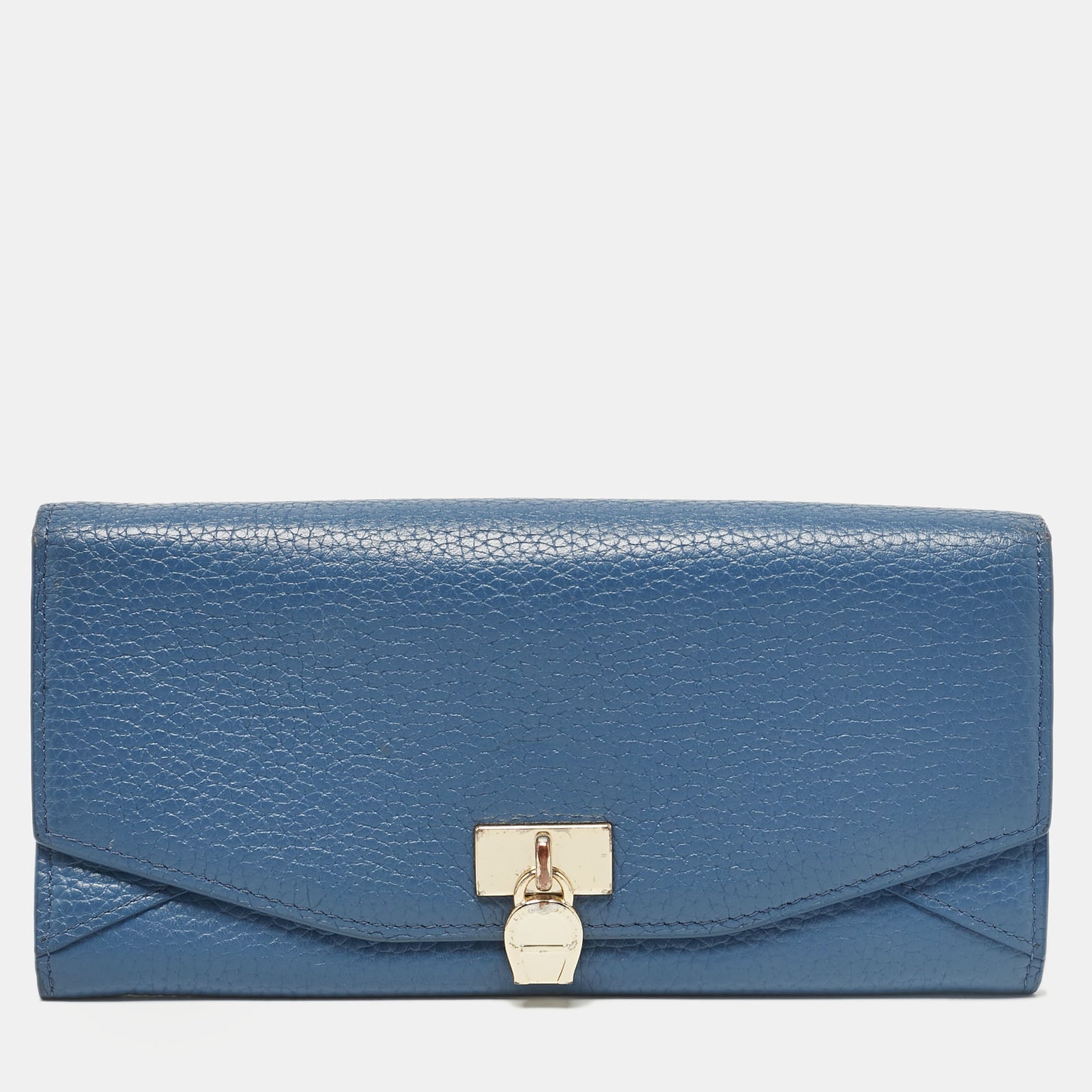 Aigner Blaue Continental-Geldbörse aus Leder mit Logo-Klappe