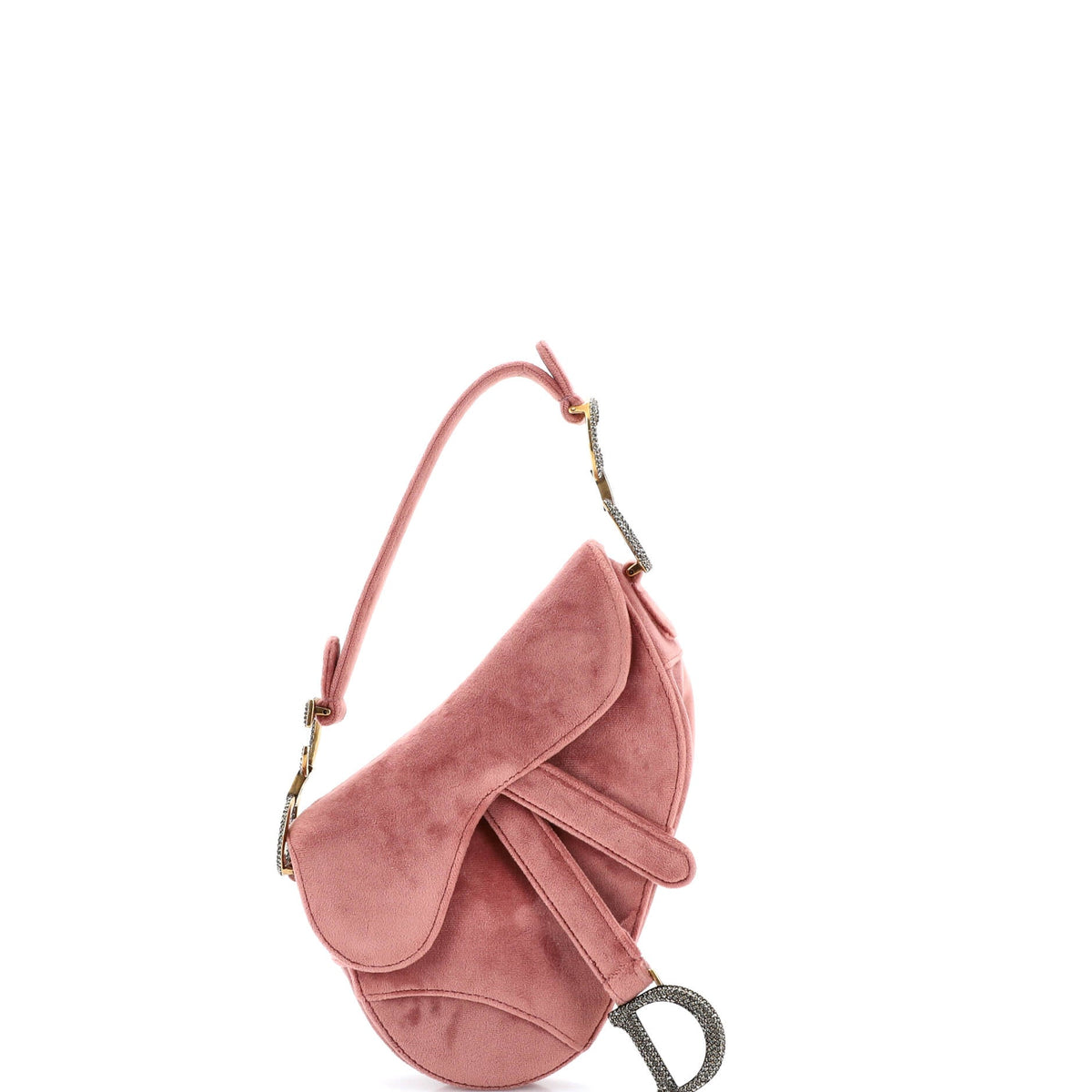 Christian Dior Saddle Handbag Velvet with Crystals Mini