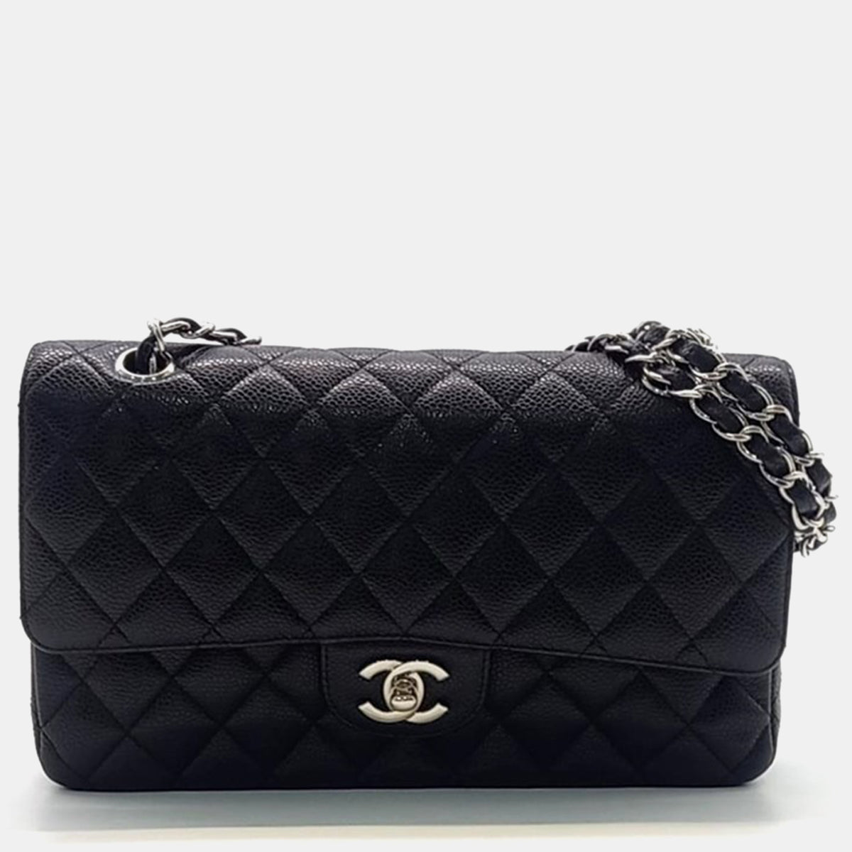 Chanel Black Caviar Leather Classic Medium Handbag