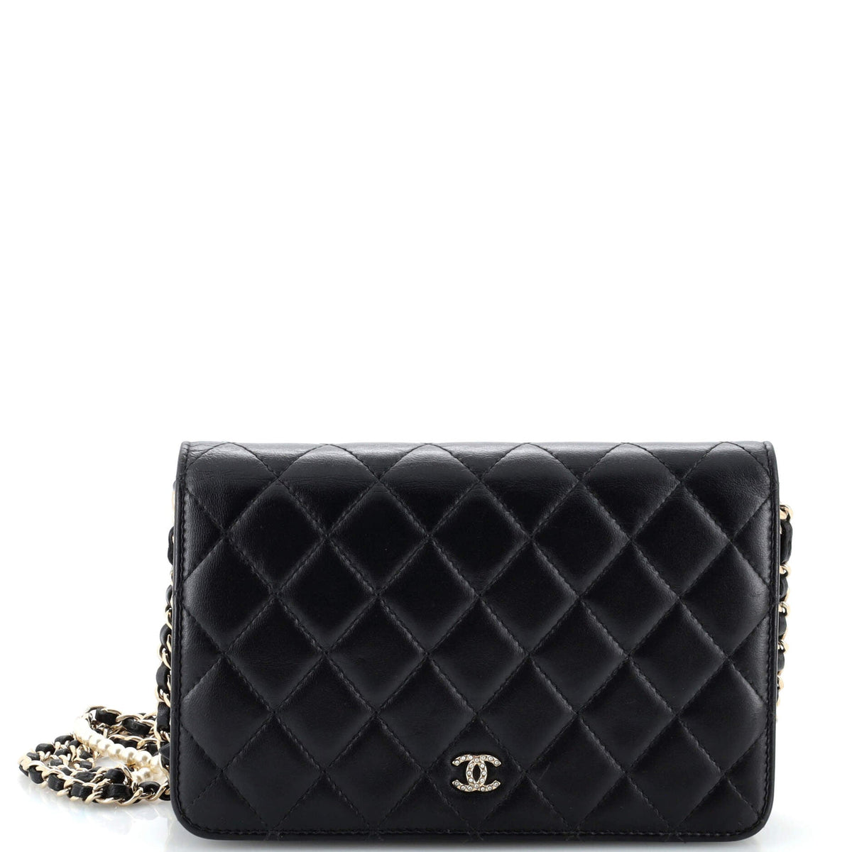 Chanel CHANEL Pearl Strap Wallet on Chain Quilted Iridescent Lambskin