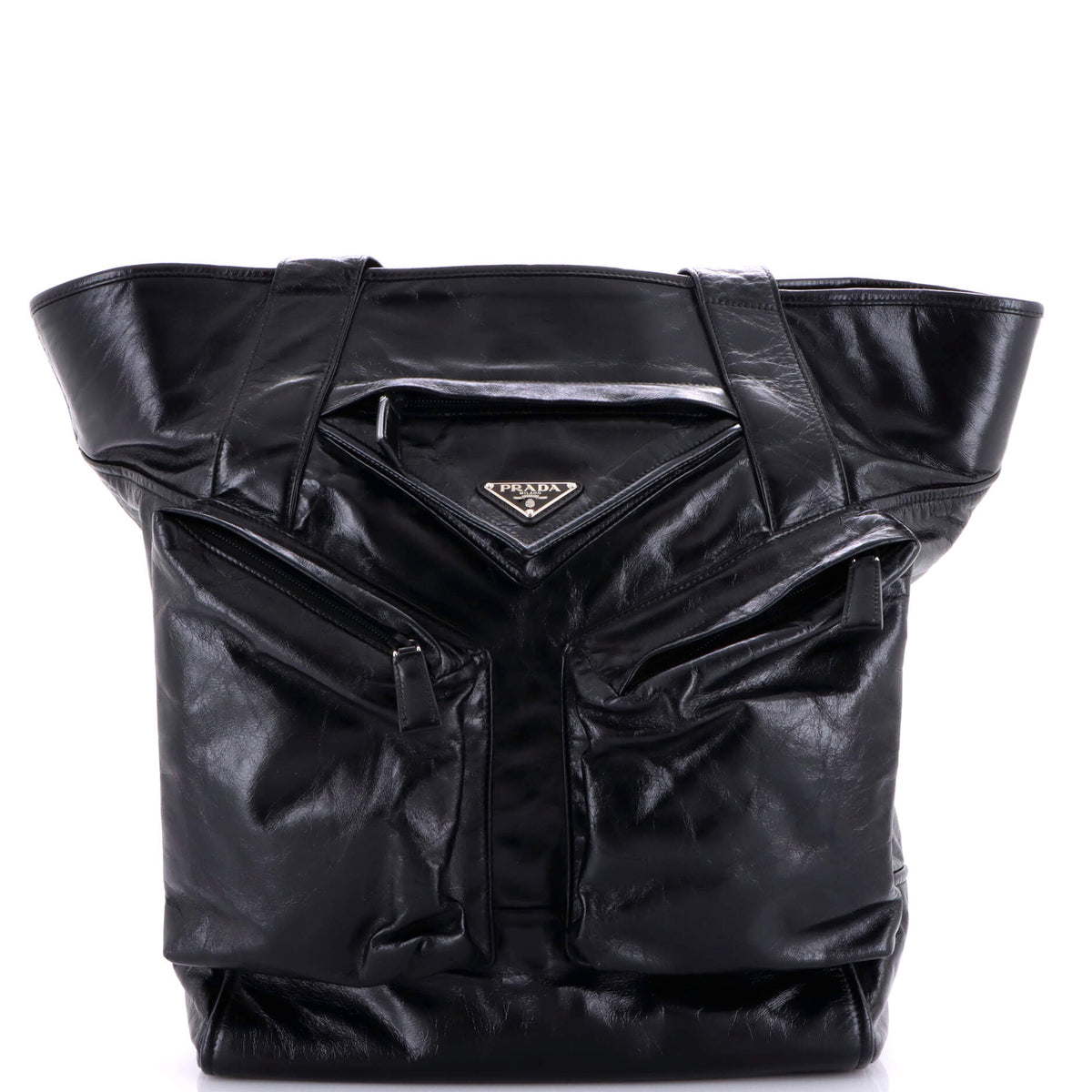 Prada PRADA Triple Front Pocket Tote Leather Tall