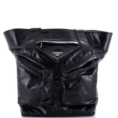 PRADA Triple Front Pocket Tote Leather Tall