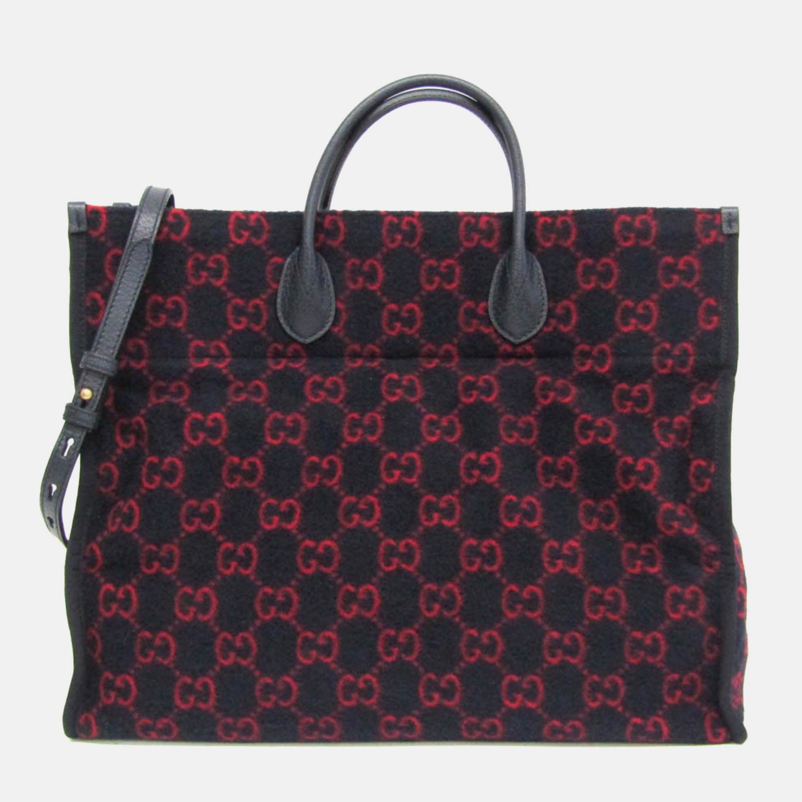 Gucci Tragetasche aus Wolle mit GG in Dunkelmarineblau/Rot