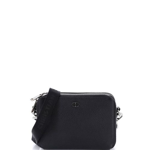 CD Icon Double Zip Pouch Leather