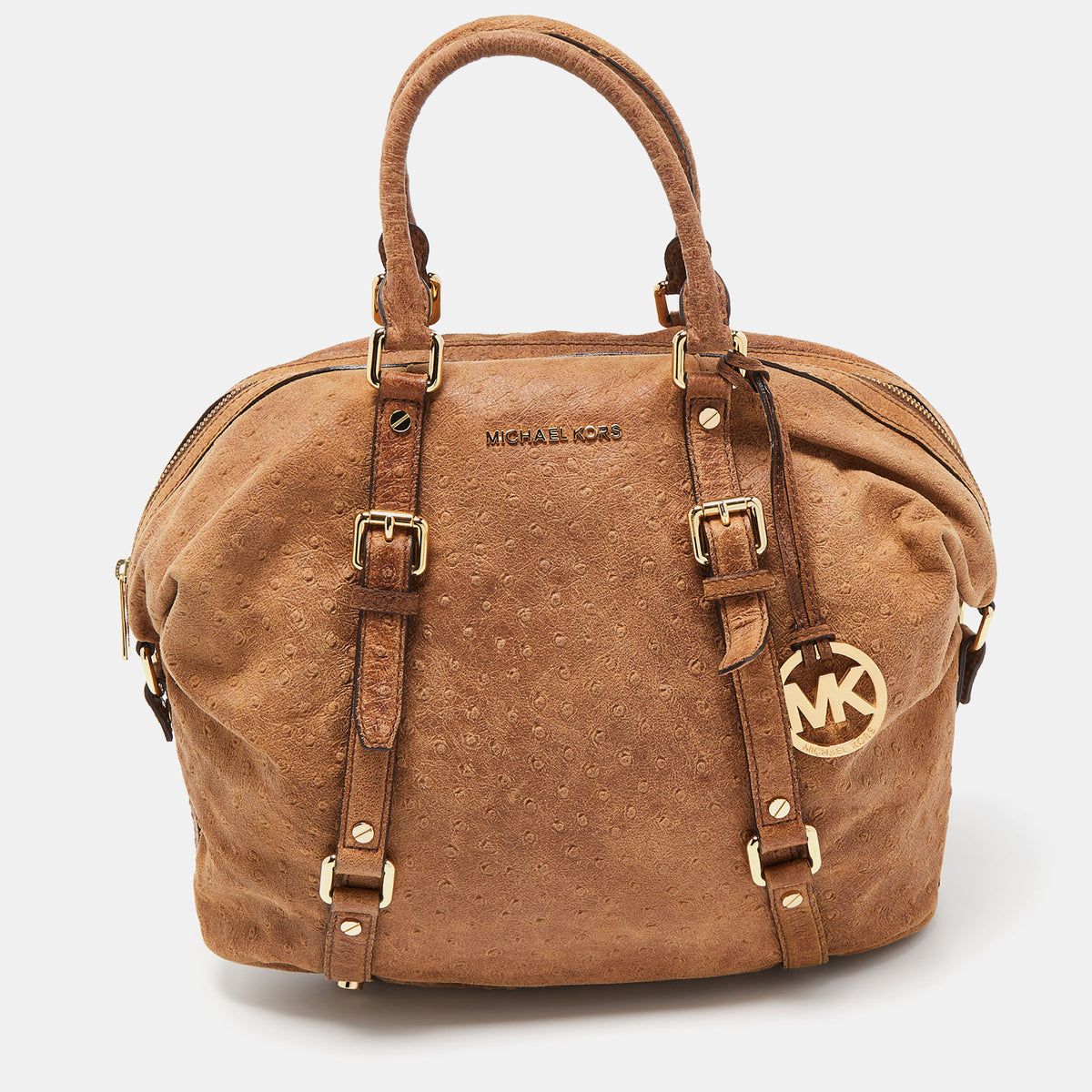 Michael Kors Brown Ostrich Embossed Leather Tote