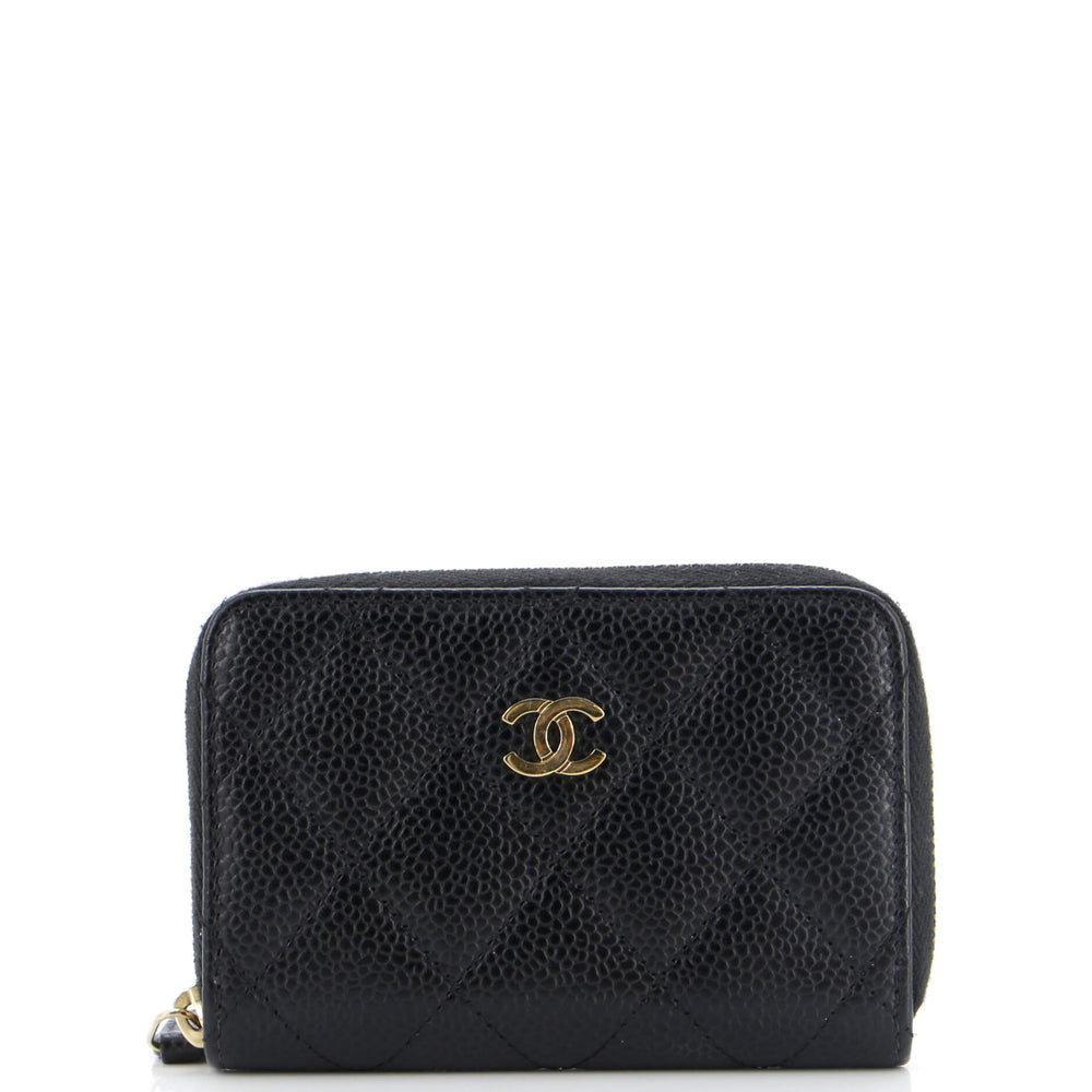 CHANEL CC Zip Coin Purse Quilted Caviar Small