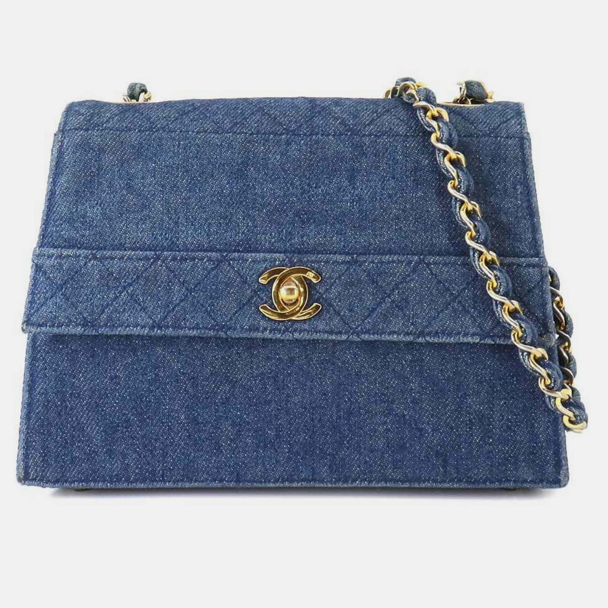 Chanel Blue Denim Matelasse Chain Shoulder Bag