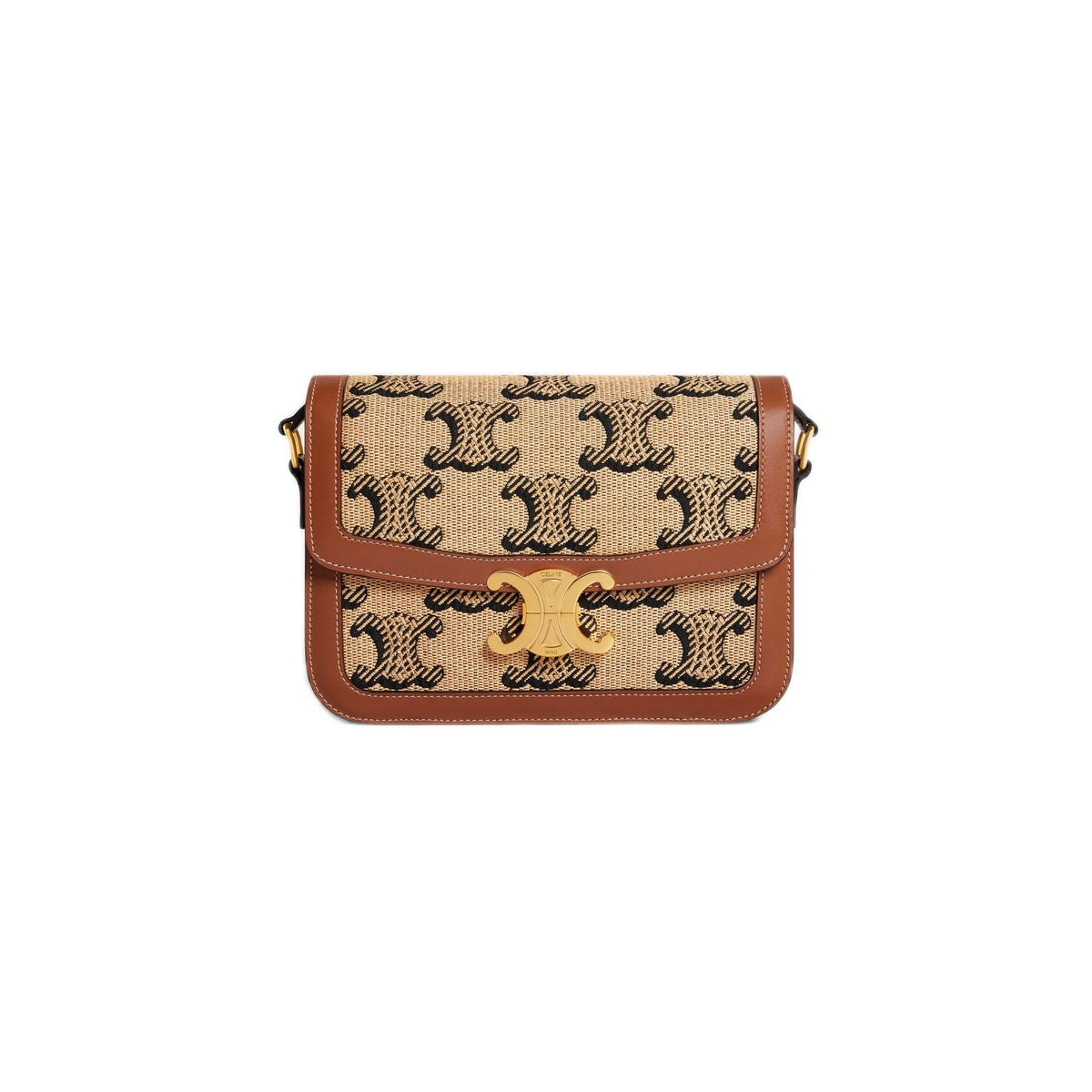 Celine Women's Medium Triomphe With Border in Natura/Tan | 191242EBO