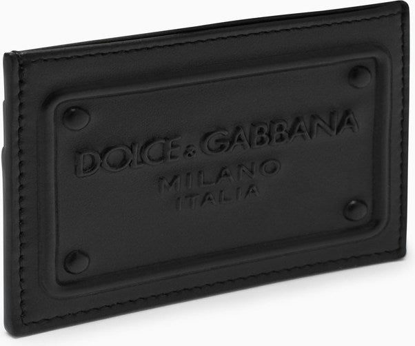 Dolce & Gabbana Men's Embossed Logo Leather Cardholder in Black | BP3239AG218