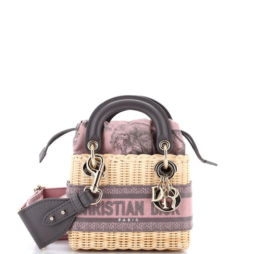 Lady Dior Bag Wicker and Oblique Canvas Mini