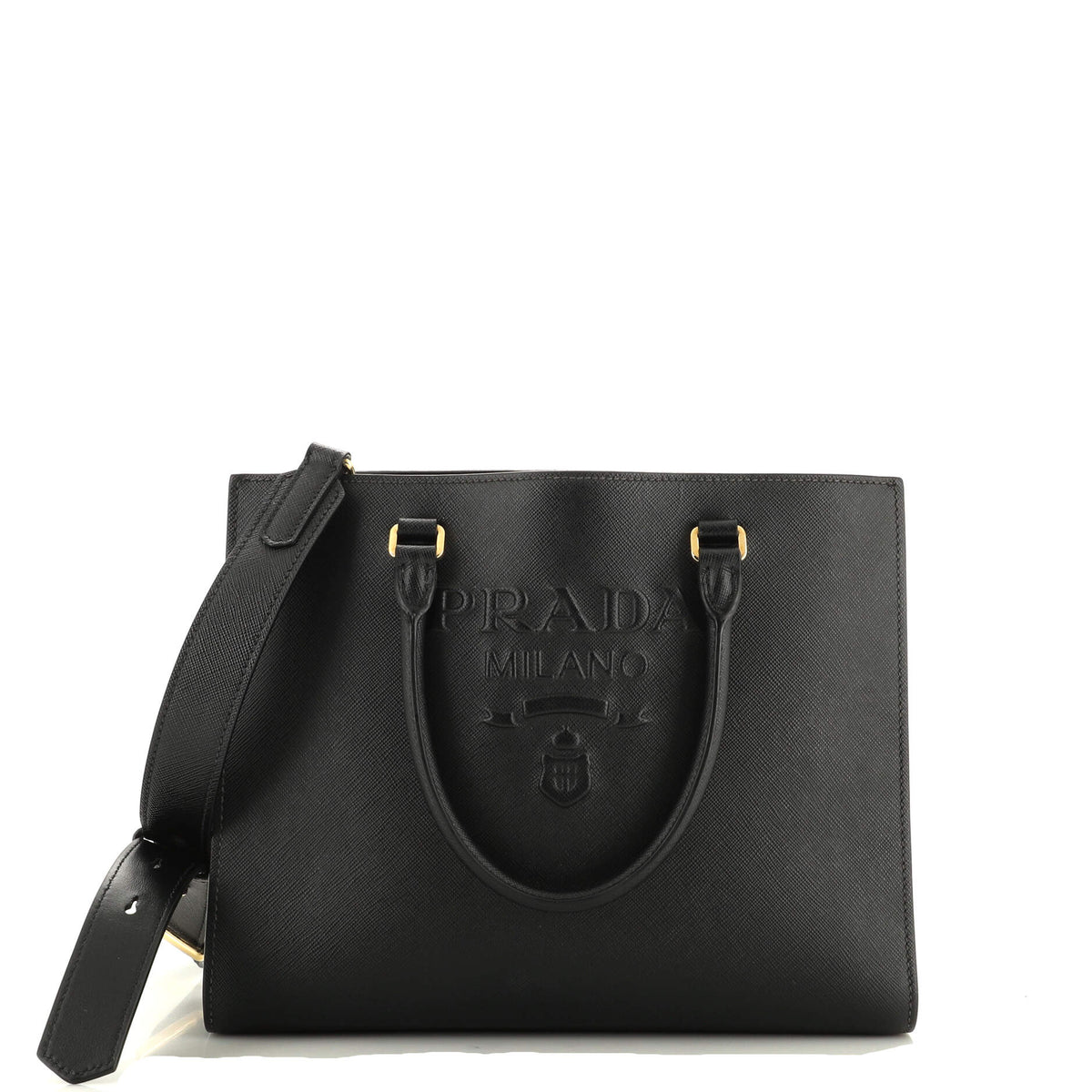 Prada PRADA Lux Embossed Logo Tote Saffiano Leather Medium