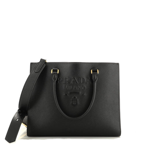 PRADA Lux Embossed Logo Tote Saffiano Leather Medium