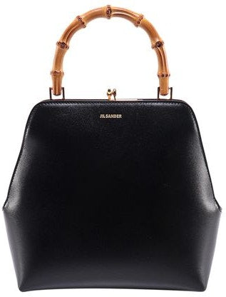 Jil Sander Women's Goji Square Sm Bamboo Bag in Black | Size UNICA | J07WD0021P4866