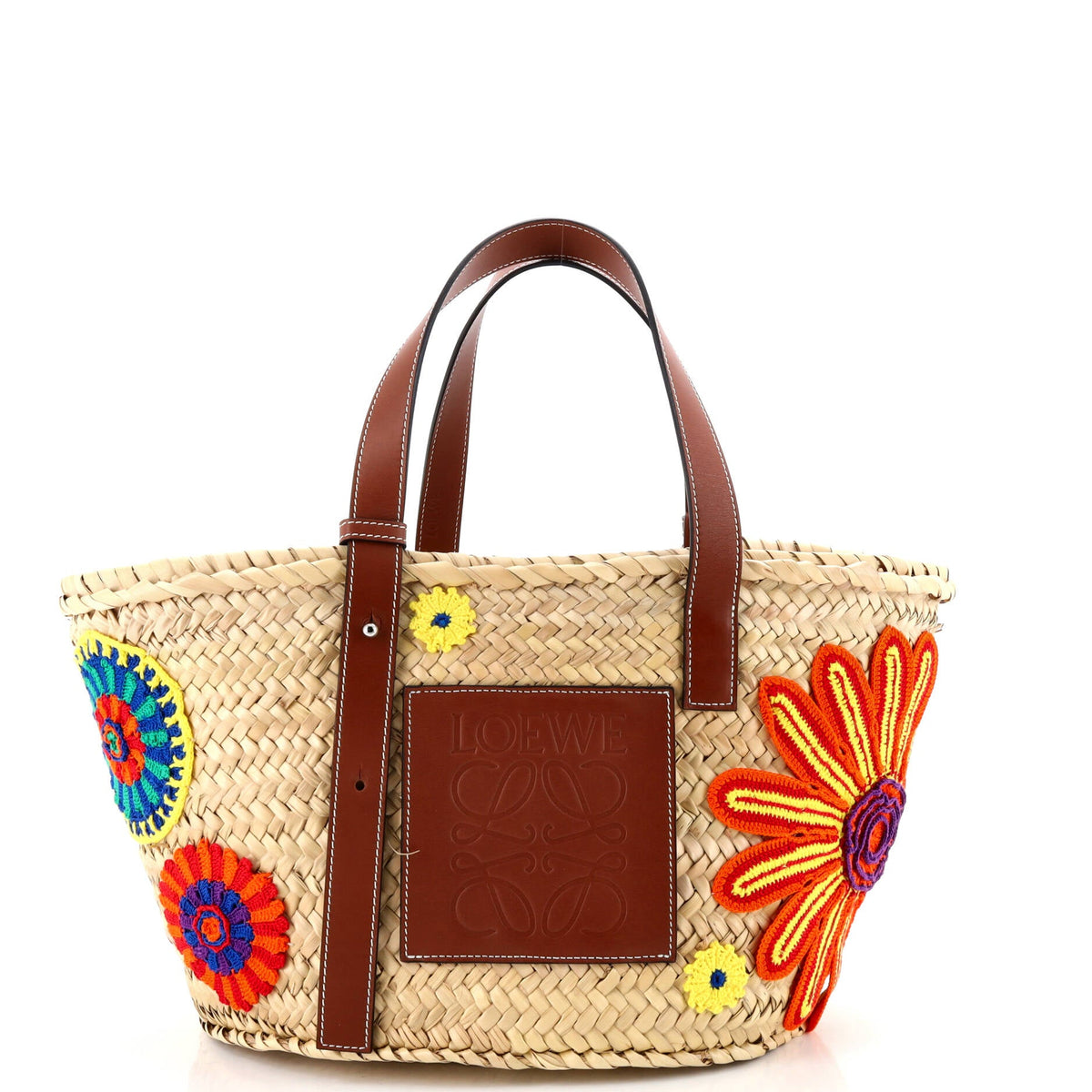 Loewe LOEWE Basket Tote Woven Raffia with Applique Medium