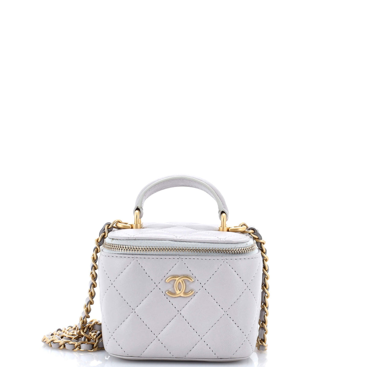 Chanel CHANEL Classic Top Handle Vanity Case with Chain Quilted Lambskin Mini