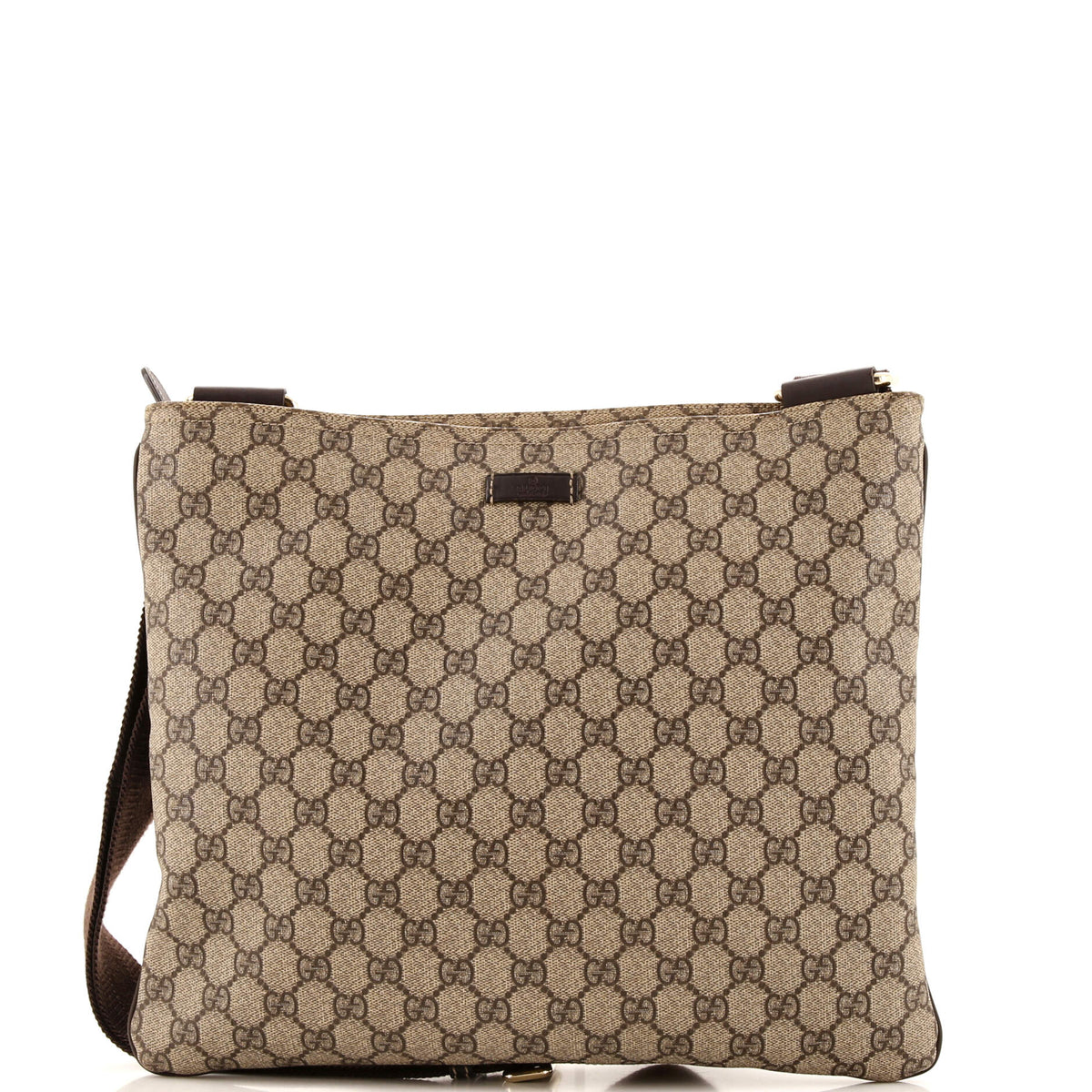 Gucci GUCCI Zip Top Messenger Bag GG Coated Canvas Large