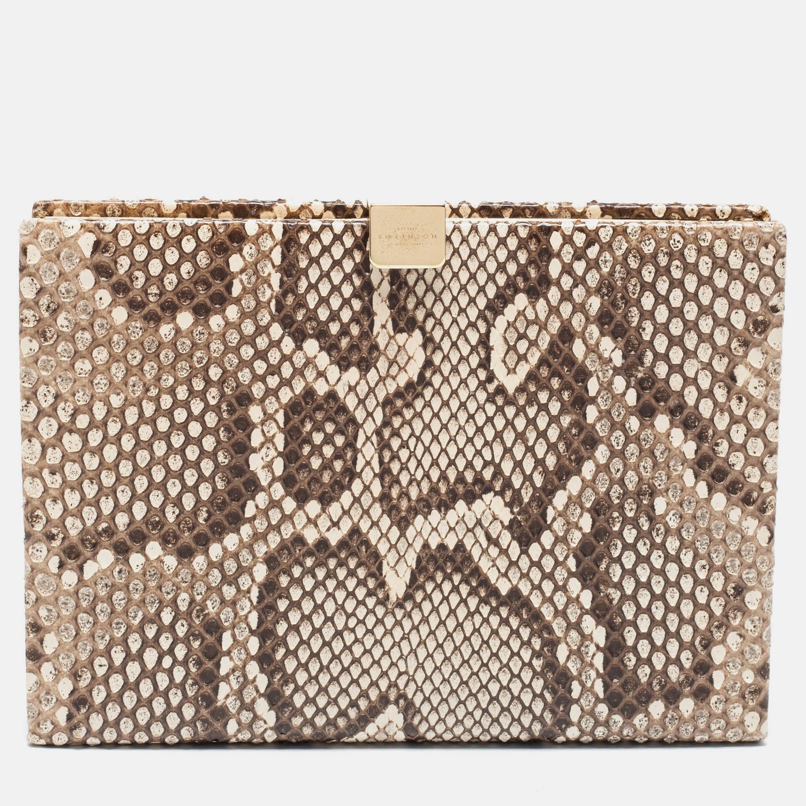 Smythson Beige Python Soho Clutch