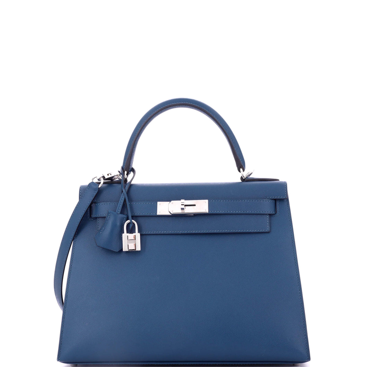 Herm?s Kelly Handbag Deep Blue Madame with Palladium Hardware 28