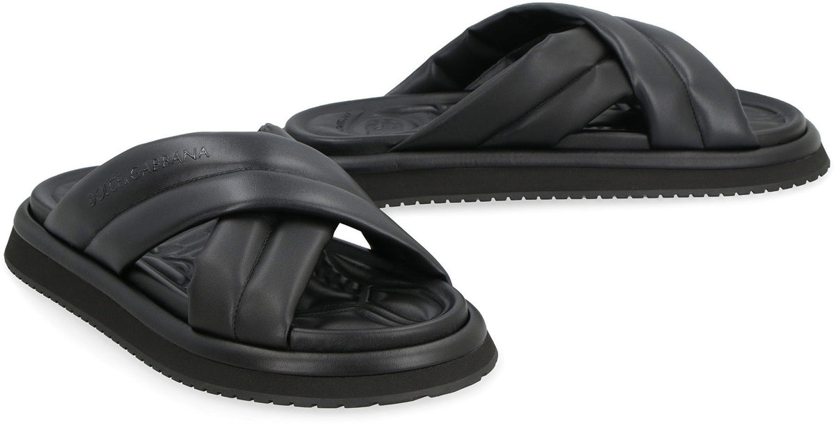 Dolce & Gabbana Men's Eco-Leather Slides in Black | Size 41 | A80329AD437 Color 80999