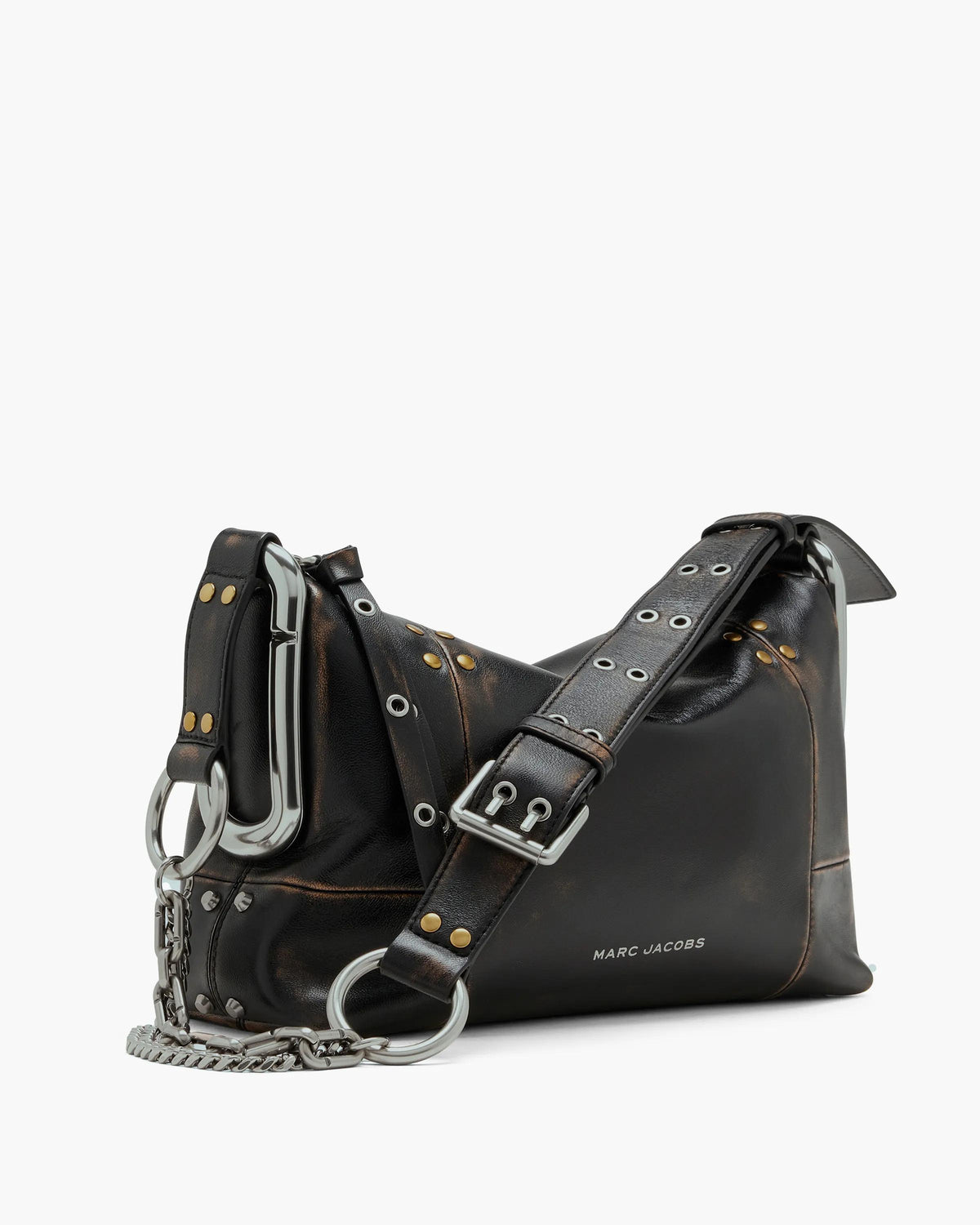 Marc Jacobs Marc Jacobs Scene Medium Shoulder Bag In Studded Distressed Leather in Black Multi