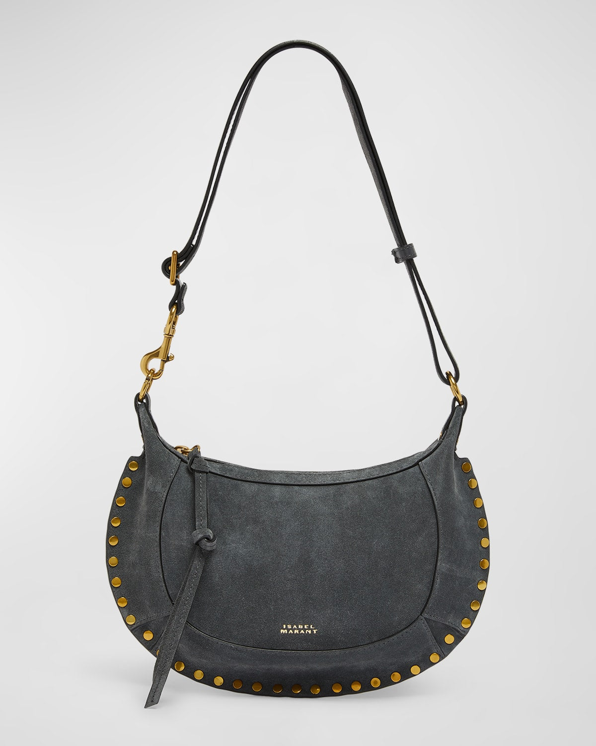 Isabel Marant Oskan Moon Studded Suede Shoulder Bag