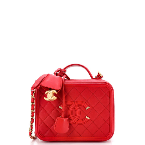 CHANEL Filigree Vanity Case Quilted Caviar Medium