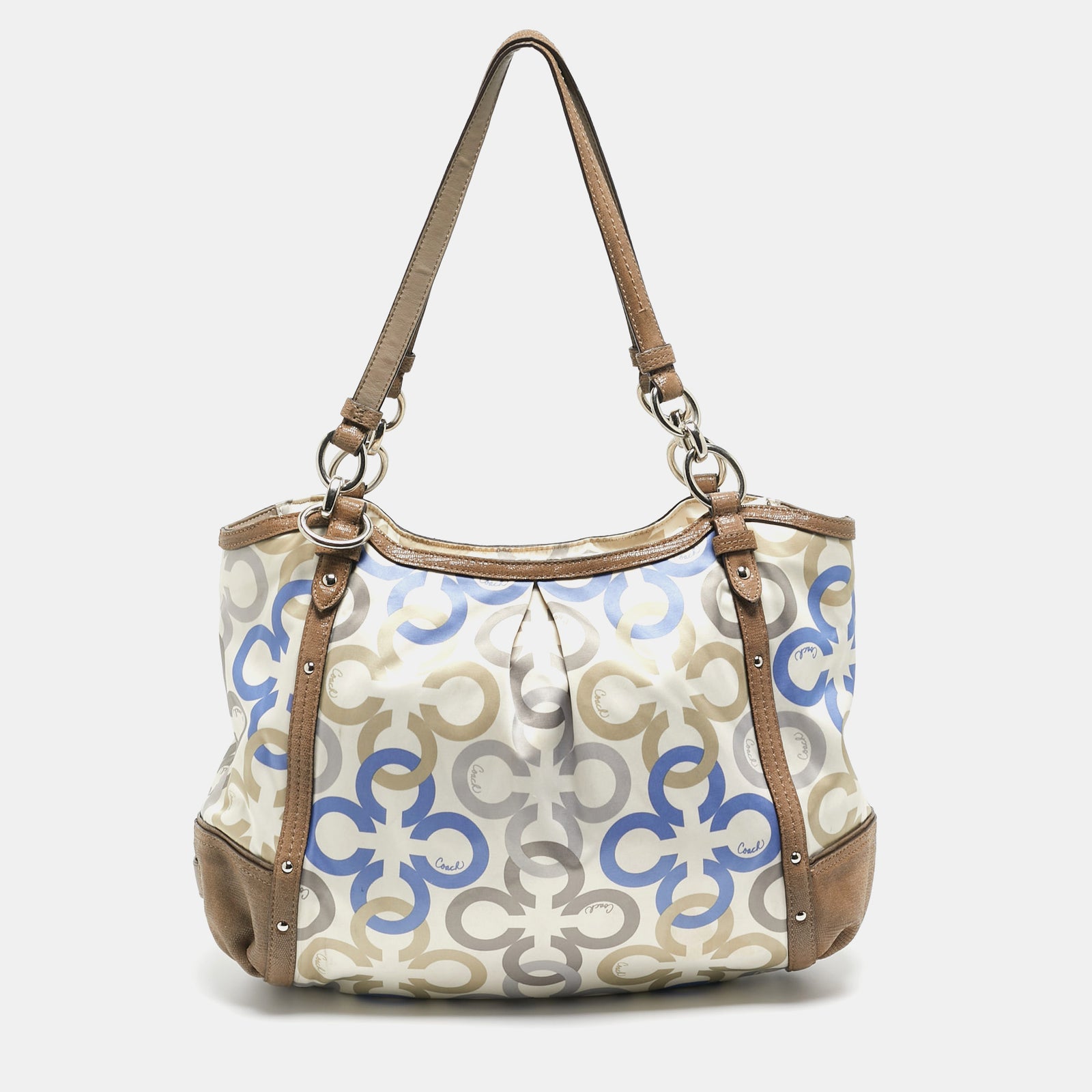 Coach Multicolor Signature Satin and Leather Hobo