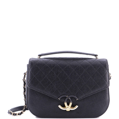 CHANEL Thread Around Flap Bag Quilted Caviar Medium
