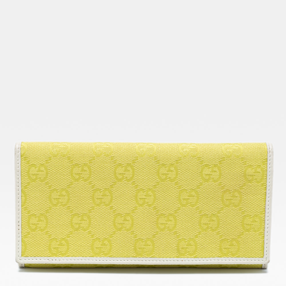 Yellow/White GG Canvas and Leather Continental Wallet