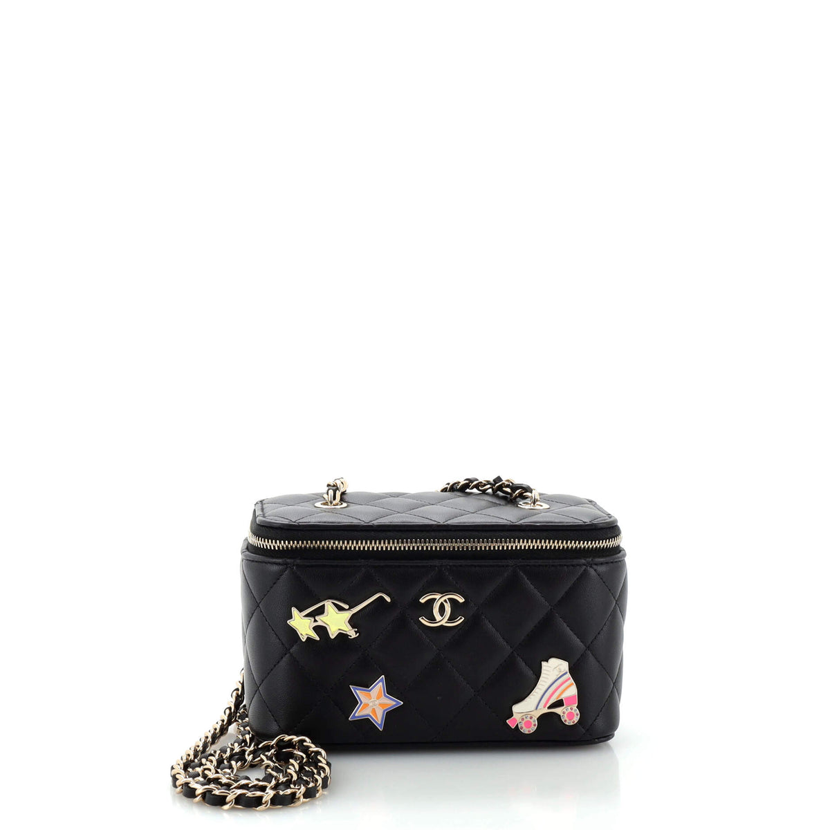 Chanel CHANEL Hollywood Charms Classic Vanity Case with Chain Quilted Lambskin Small