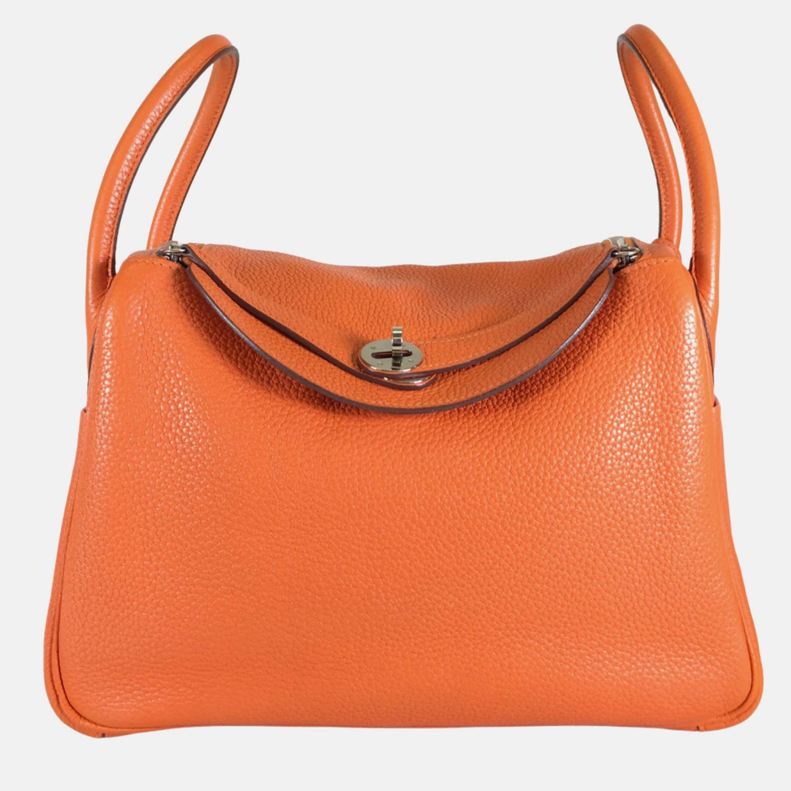 Herm?s Orange Clemence Leather Lindy 30 Shoulder Bag