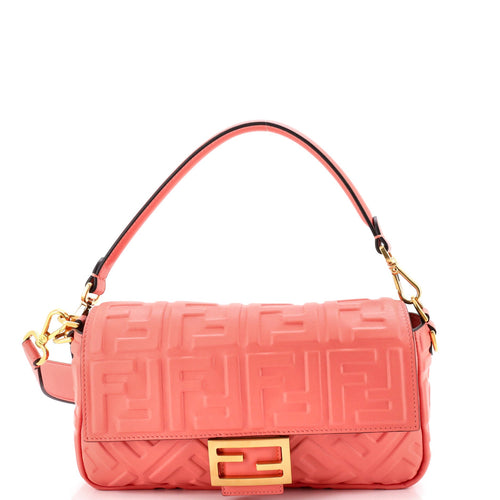 FENDI Baguette NM Bag Zucca Embossed Leather Medium