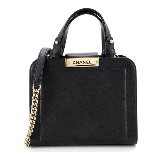 CHANEL Label Click Shopping Tote Quilted Calfskin Small