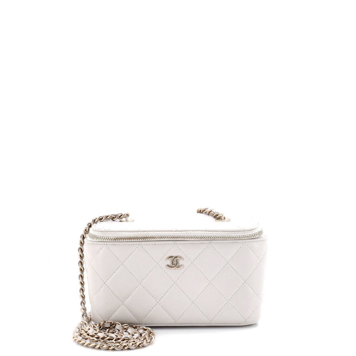 Chanel CHANEL Classic Vanity Case with Chain Quilted Caviar Small